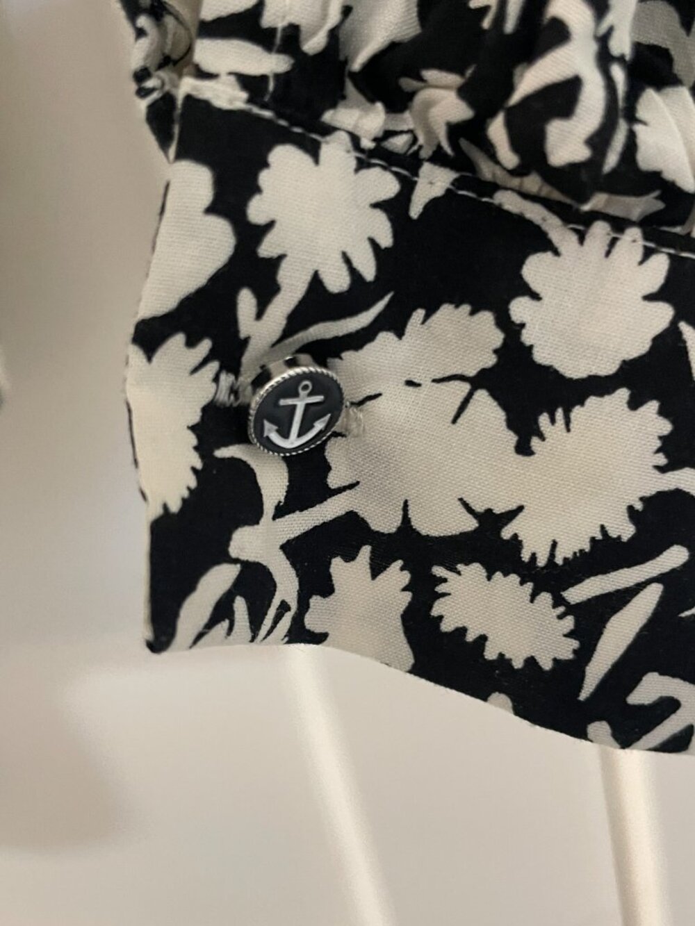 SCOTCH & SODA Flower and Anchor Allover Balloon Sleeve Shirt Women's Size 34 XS - Picture 4 of 8